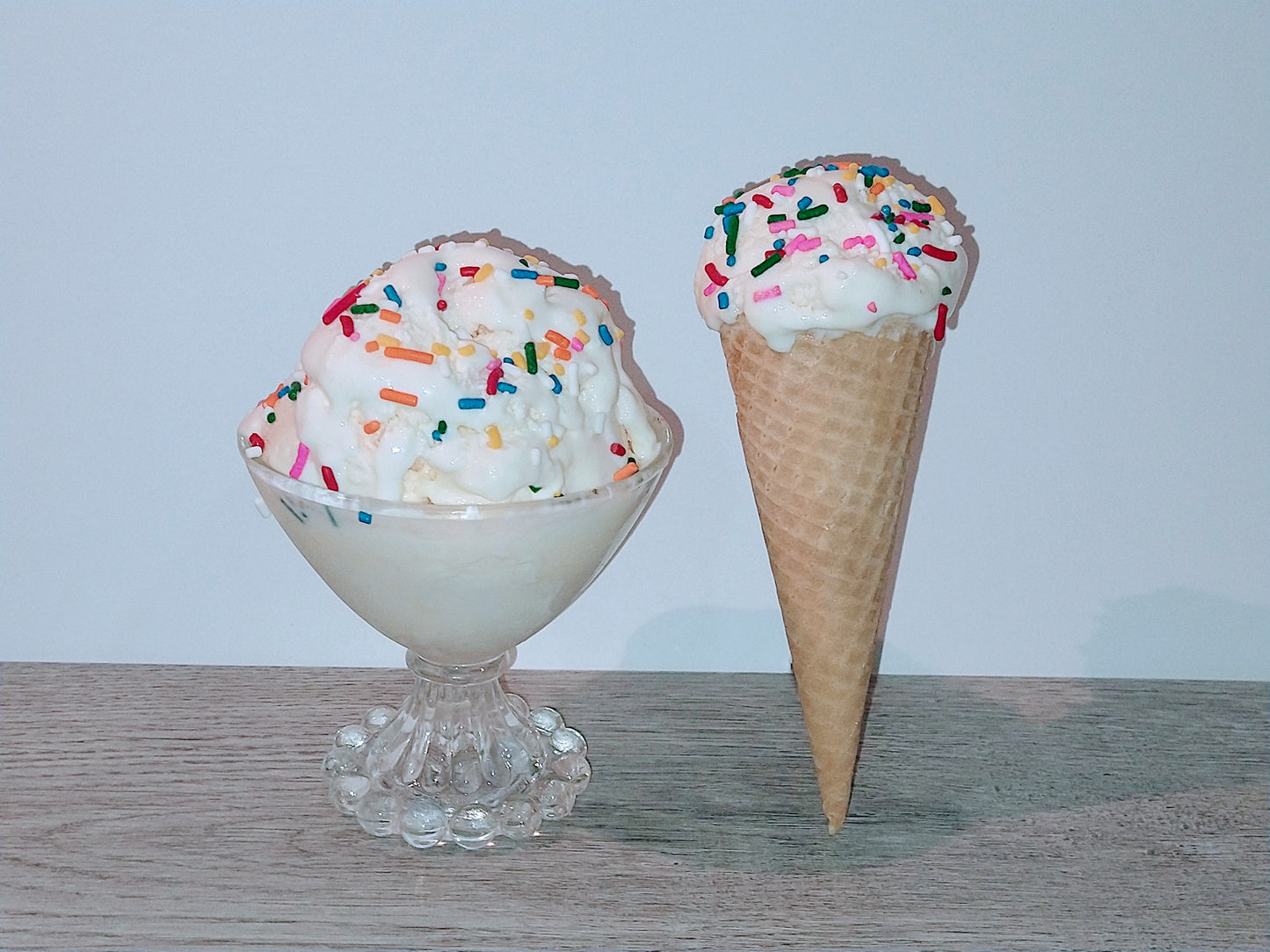 Vanilla soft serve ice cream kit with rainbow sprinkles