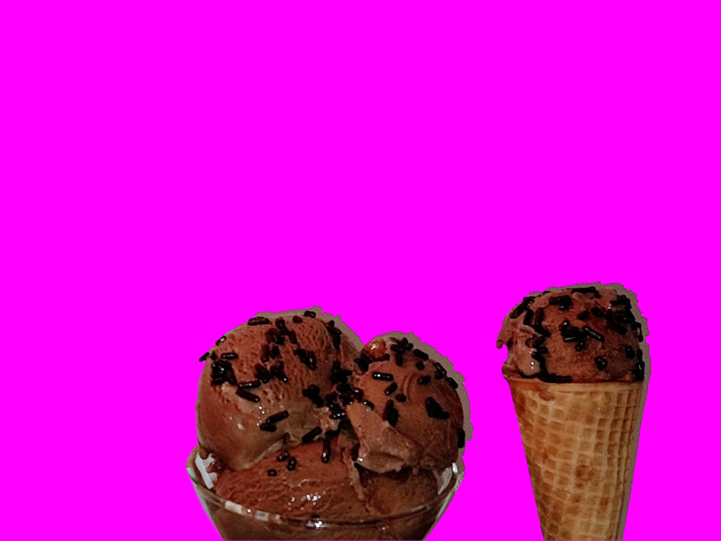 Chocolate soft serve ice cream kit with chocolate sprinkles