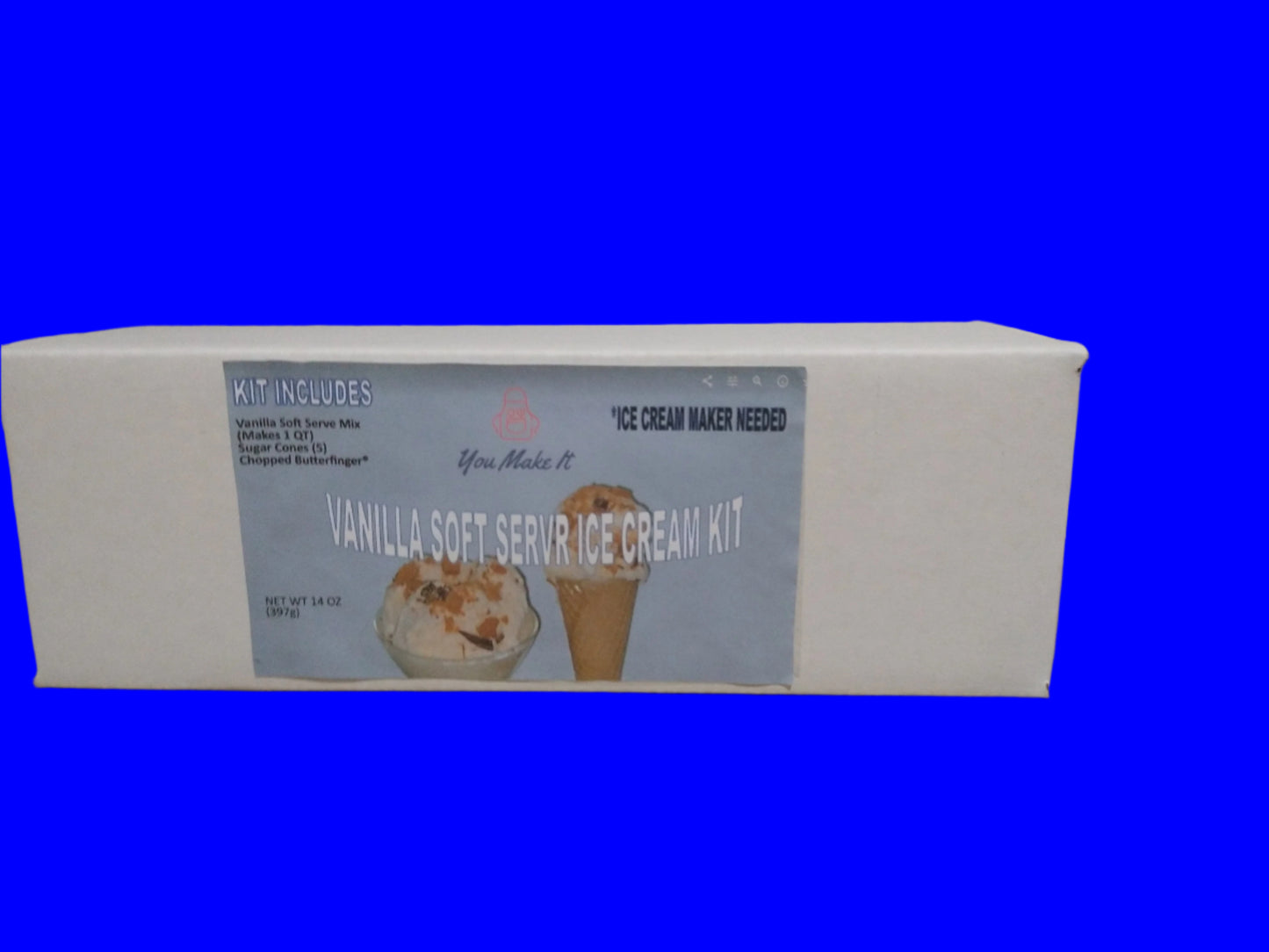 Vanilla Ice Cream Kit with butterfinger topping