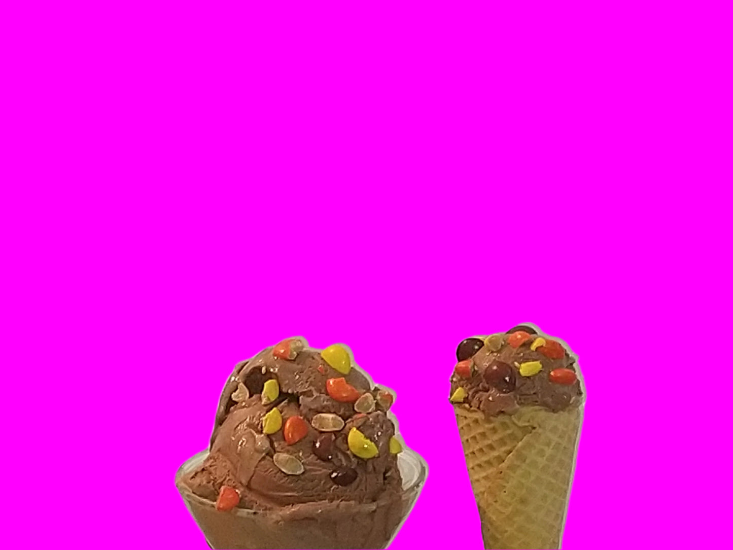 Chocolate soft serve ice cream kit with chopped Reese's pieces