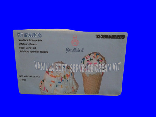 Vanilla soft serve ice cream kit with rainbow sprinkles